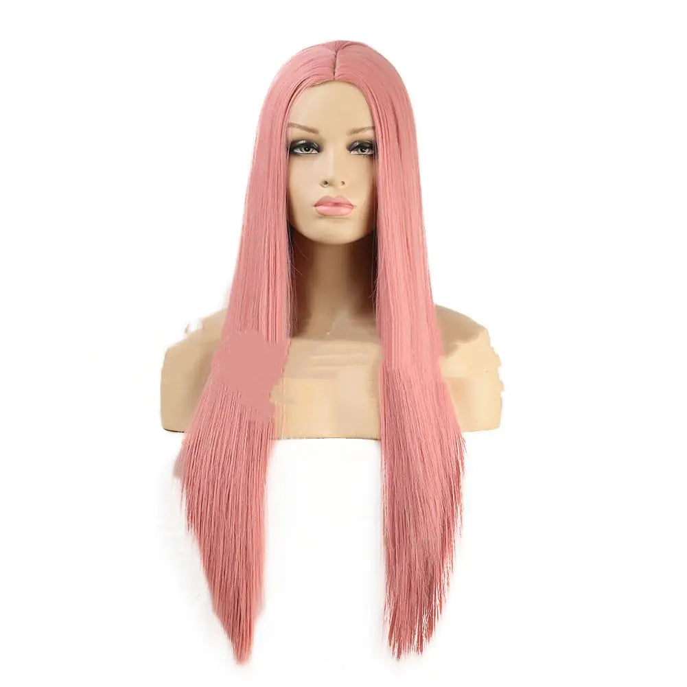 Mid-Section Long Straight High-Temp Silk Wig