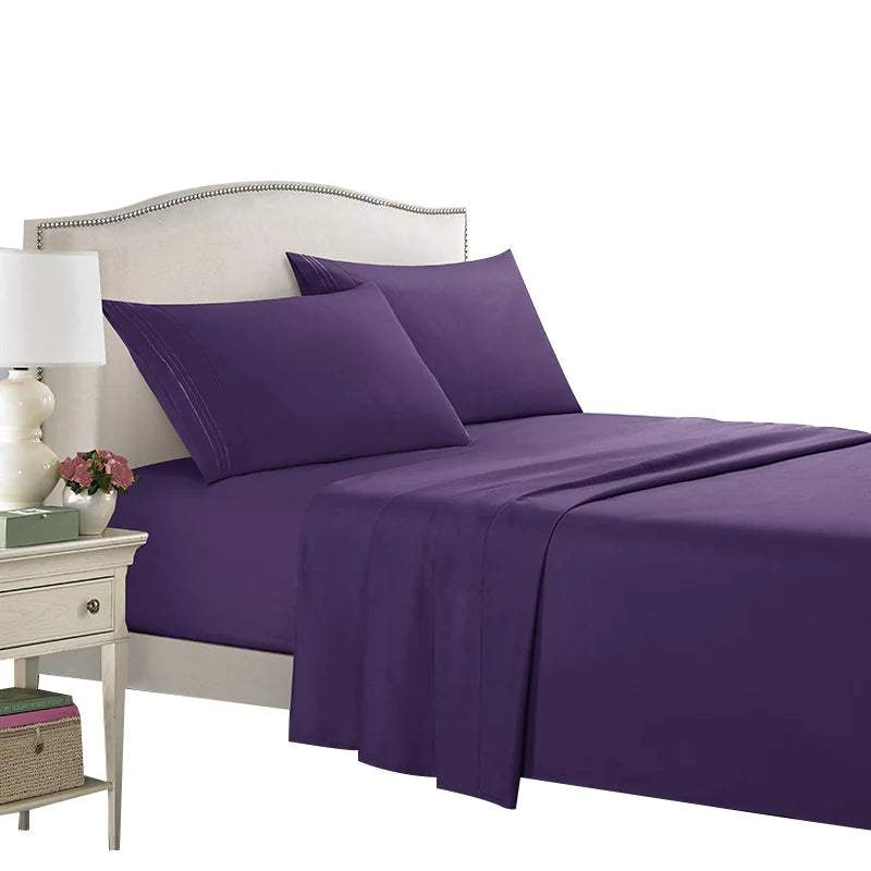 Queen Size Four-piece Set Embroidered Solid Color Bed Goods