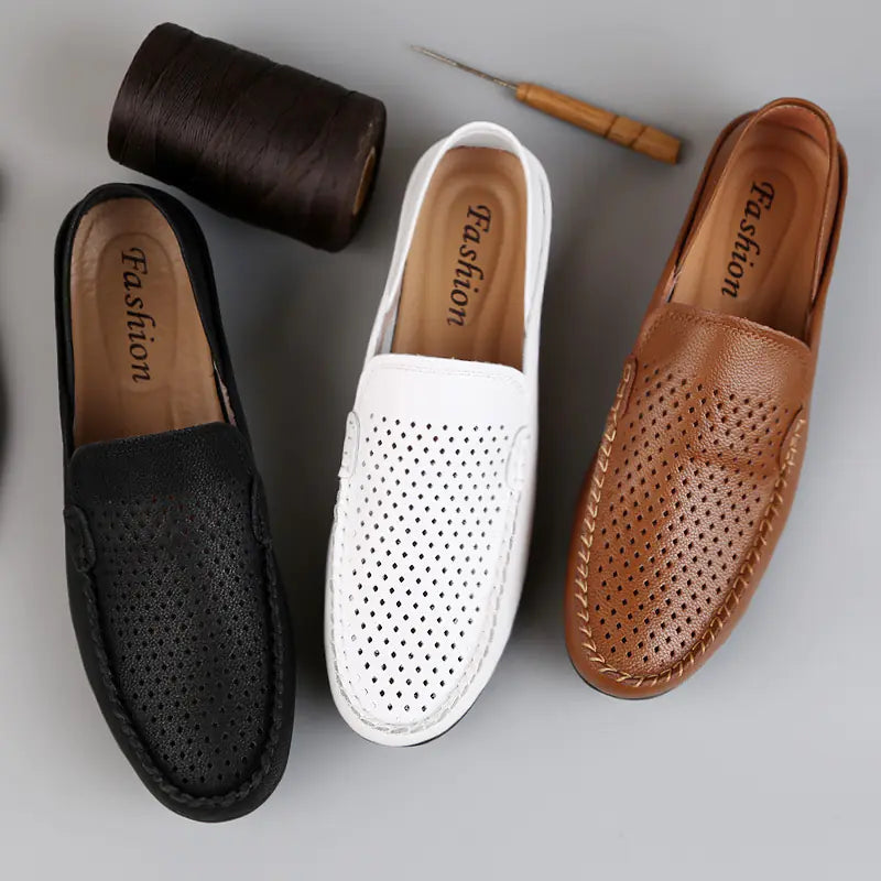 Men's Autumn Casual Loafers - Breathable White Shoes