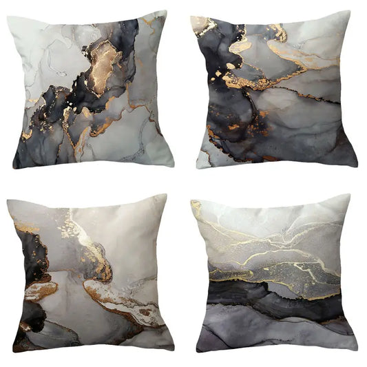 4 Printed Marble Pillow Covers for Home Decor (17.7")