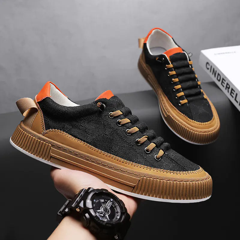 Men's Breathable Canvas Slip-On Sports Shoes (Black)