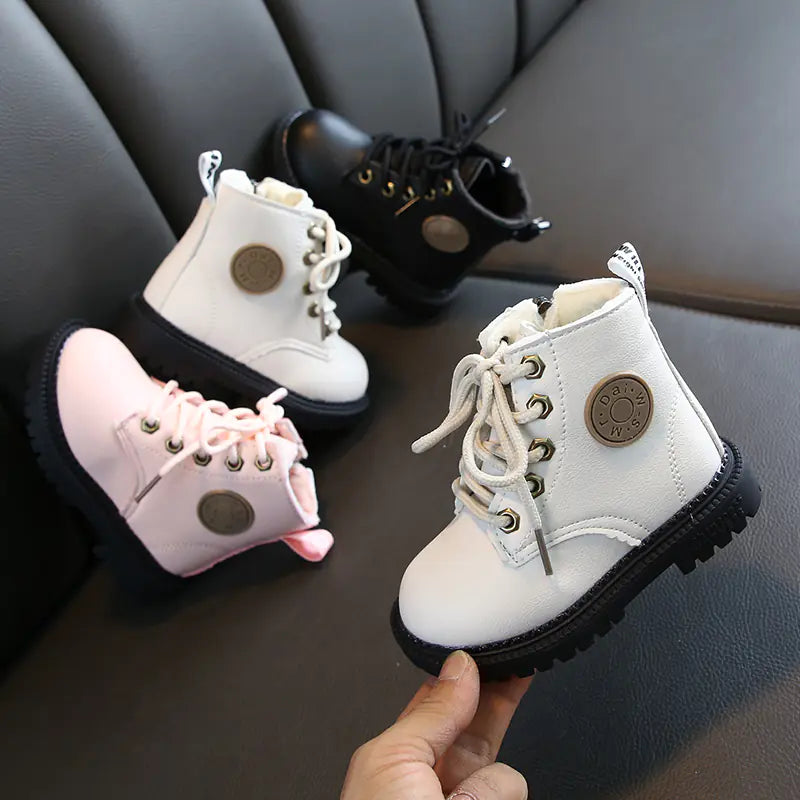 Fashionable Leather Winter Boots for Toddler Girls