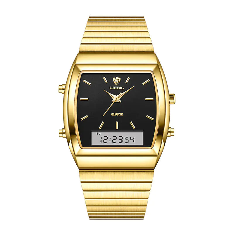 LIEBIG Square Black Dial Men's Quartz Watch Dual Display