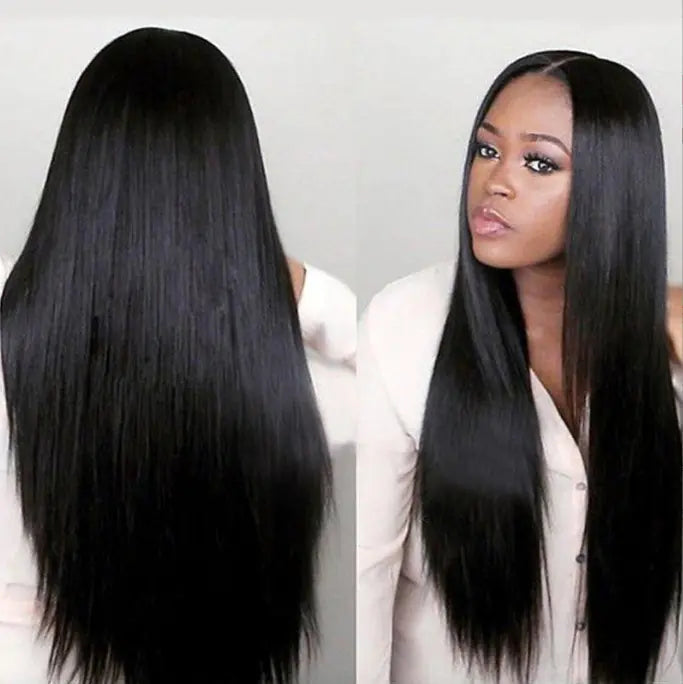 New Black Middle-Part Long Straight Women's Wig