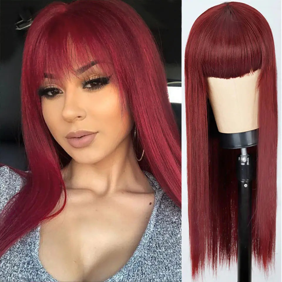 Long Orange Synthetic Wig for Women - Straight Style