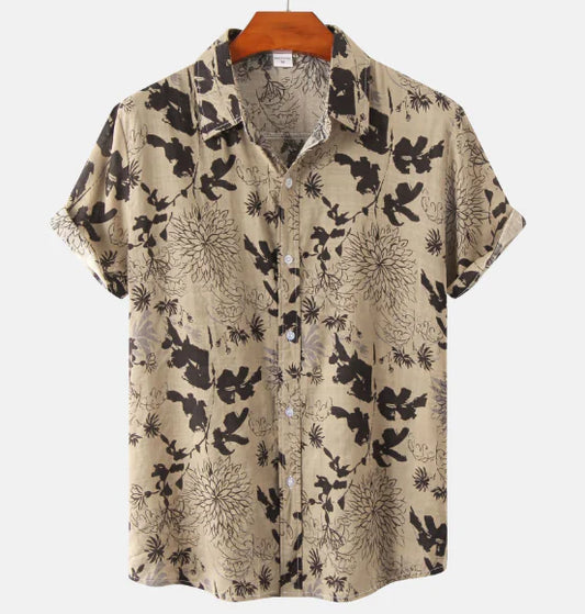 Men's Vintage Multi-Color 3D Print Short Sleeve Shirt