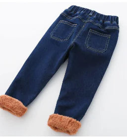 Boys' Fleece-Lined Denim Pants for Kids (Single Piece)