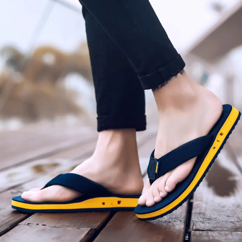 Men's Summer Beach Flip Flops - Breathable Slip-On (Size 47-48)