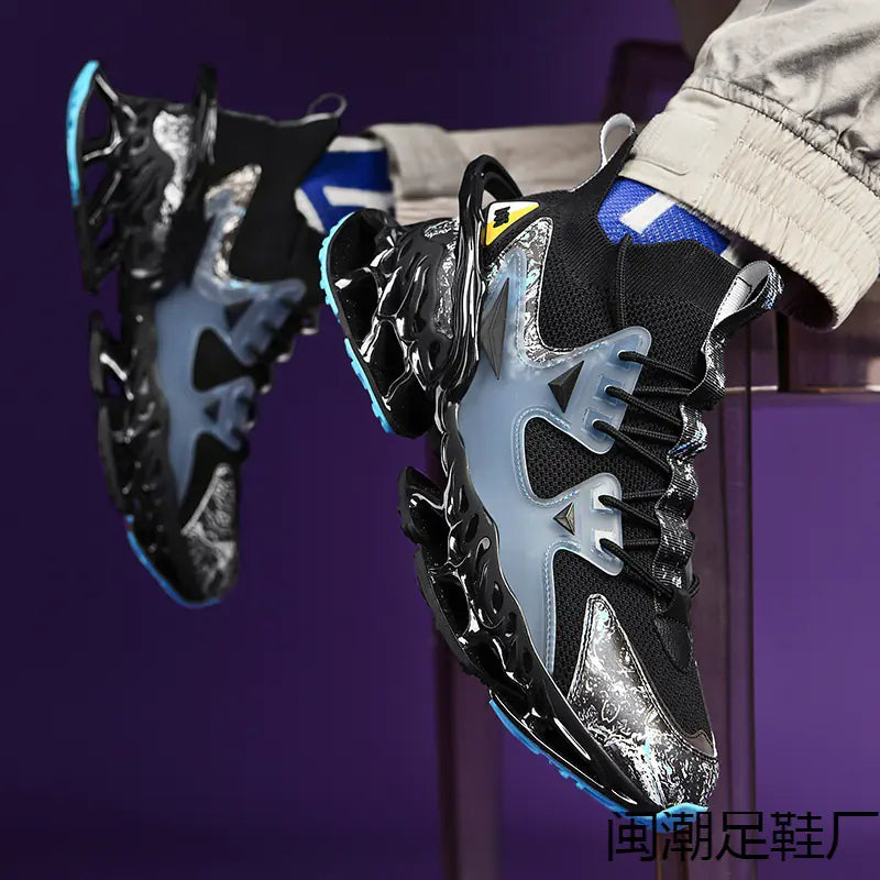 Trendy Knitted Blade Sole Sports Shoes for Teens