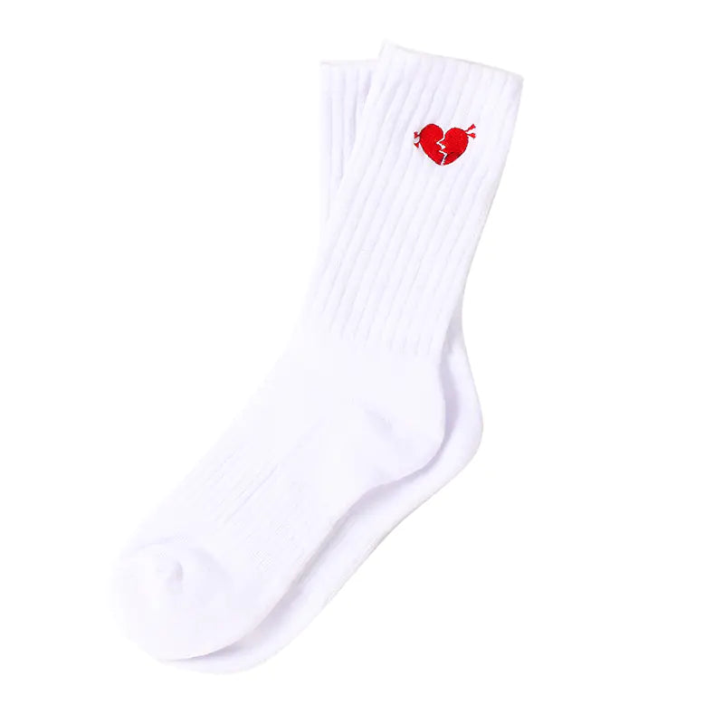 Heartbroken Street Mid Tube Embroidered Sports Socks