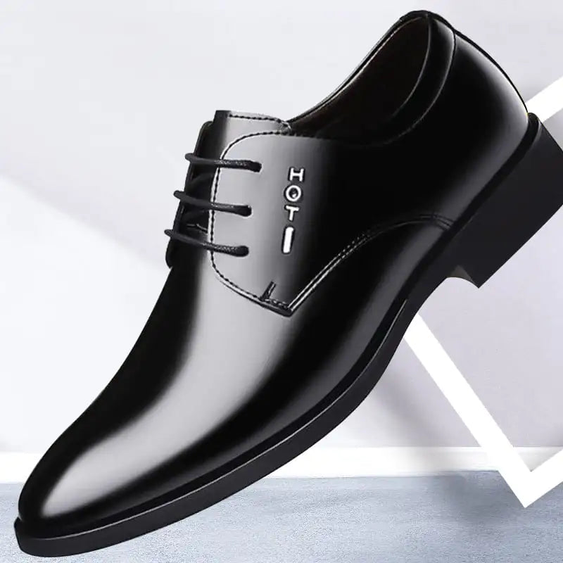 Men's Black Leather Business Dress Shoes (Set)