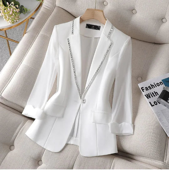 Classic Women's Blazer with Modern Sparkle Detail (One Piece)