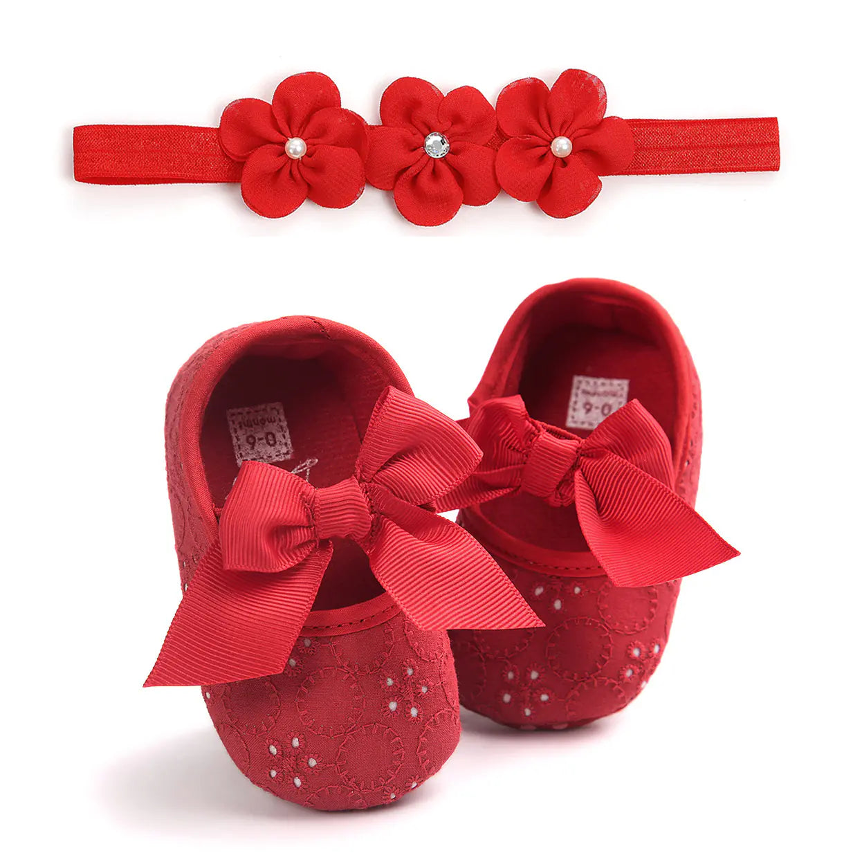 Baby Gift Box with Three Flowers, Shoes, and Headband