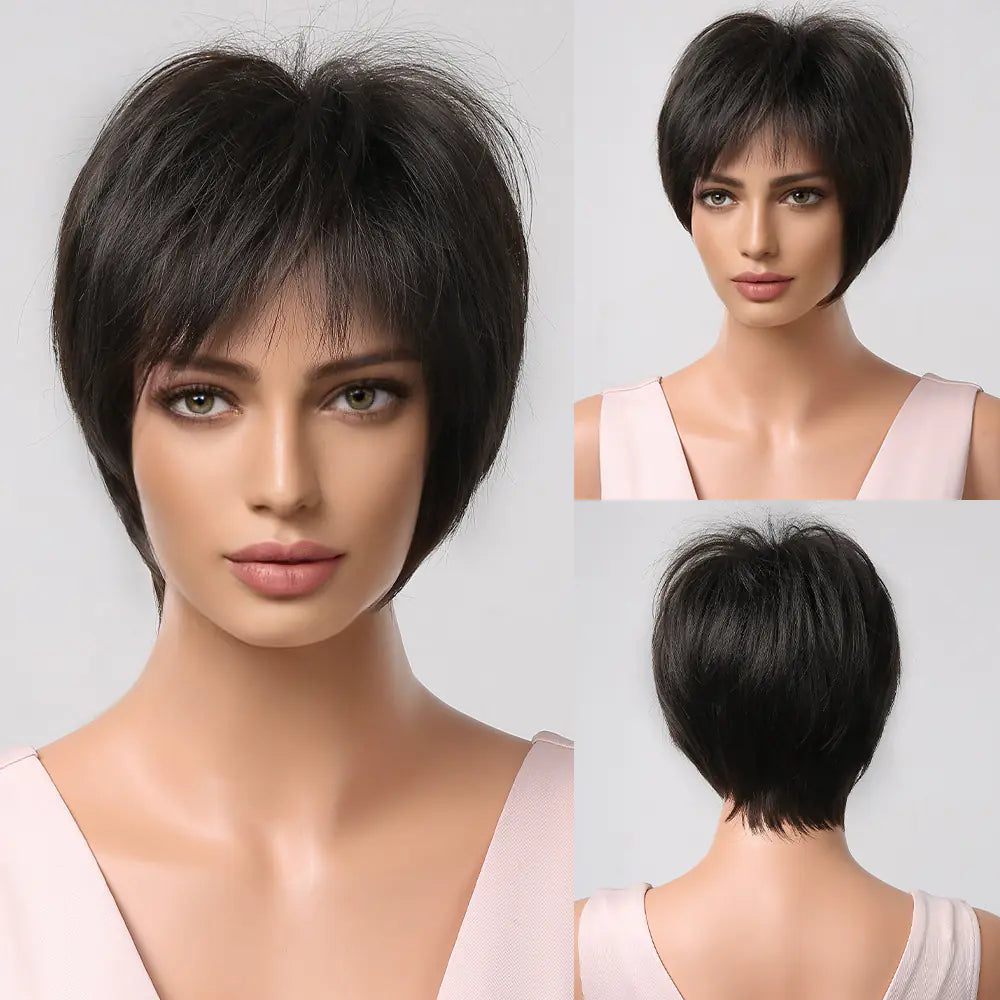 Natural Short Hair Women's Full-Head Wig Style