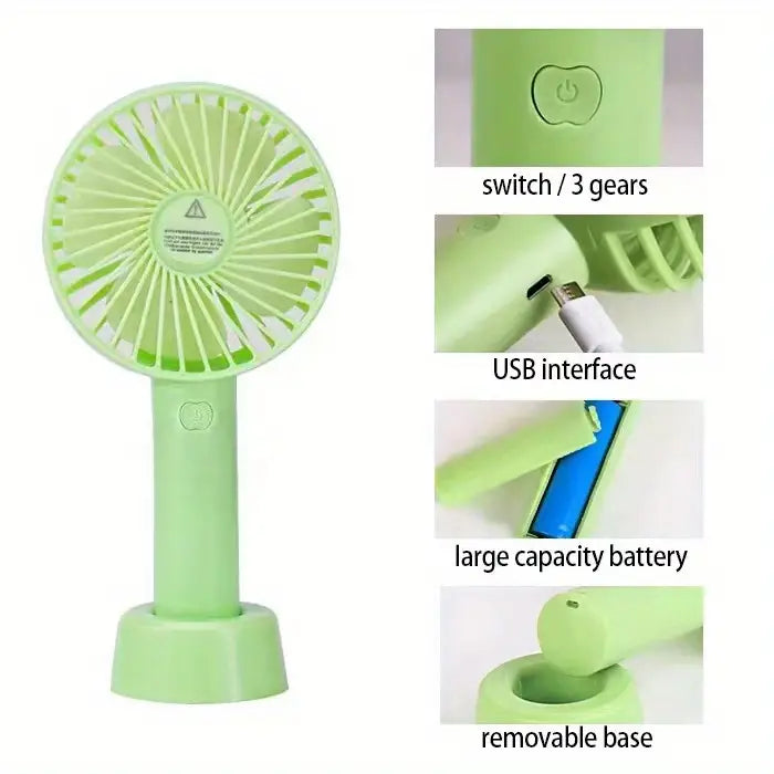 Mini USB Rechargeable Handheld Electric Fan (1pc)