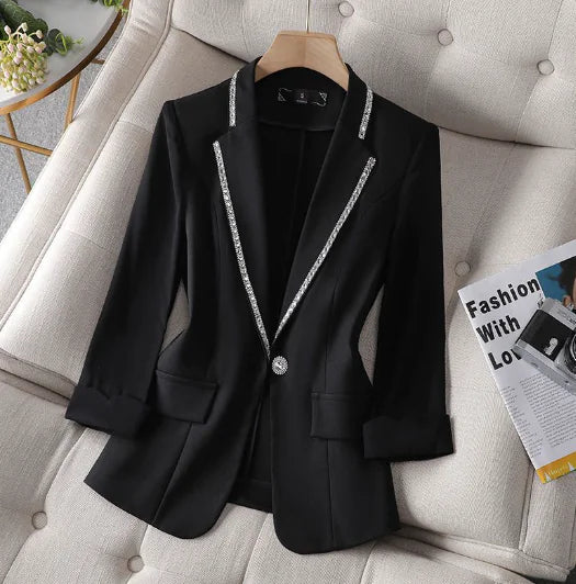 Classic Women's Blazer with Modern Sparkle Detail (One Piece)