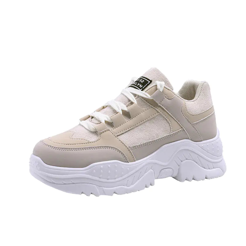 Women's Casual Thick Sole Sneakers - Korean Style