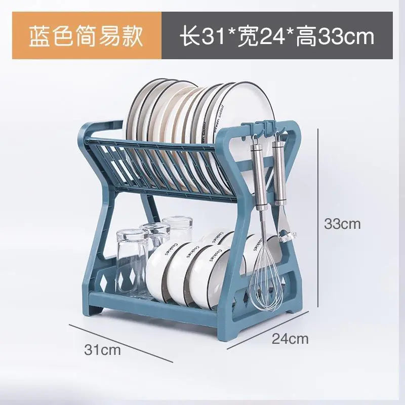 Two-Tier Kitchen Storage Rack for Bowls and Utensils