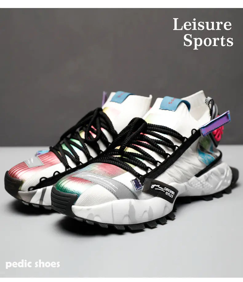 Trendy Spring Breathable Sports Shoes with Colorful Socks