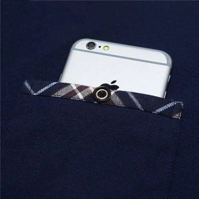 Men's Casual Long Sleeve Cotton Polo T-Shirt with Pocket