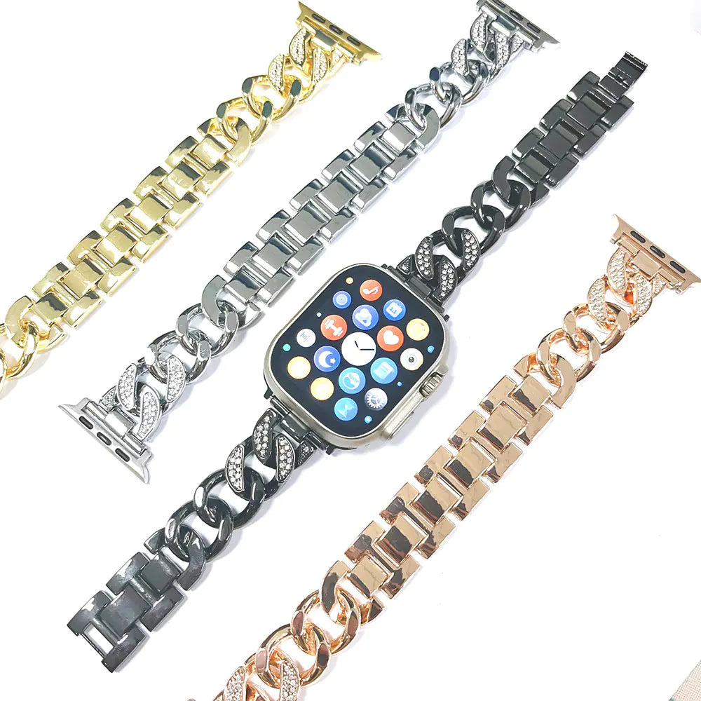 Apple Watch Diamond-Studded Denim Chain Band