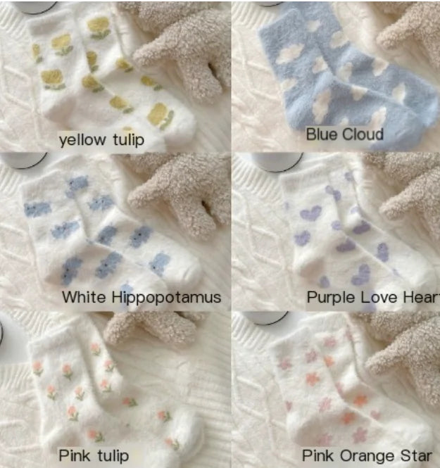 Home Floor Mid Calf Mink Socks (One Pair)