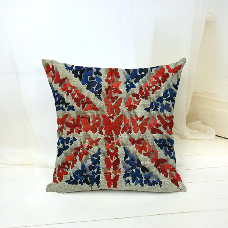 World Flag Linen Cotton Pillow for Car and Sofa Decor