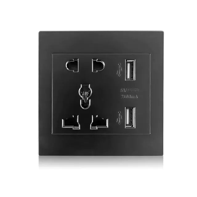 Multifunctional Five Hole Panel with Dual USB Socket