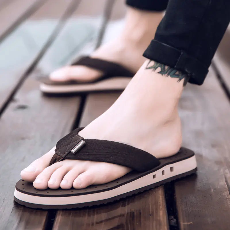 Men's Summer Beach Flip Flops - Breathable Slip-On (Size 47-48)