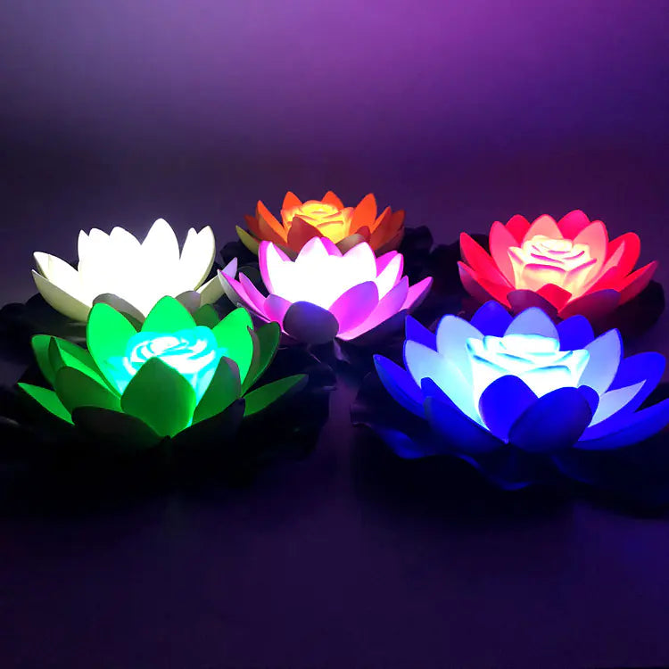 LED Lotus Flower Lamp for Water Decoration with Battery