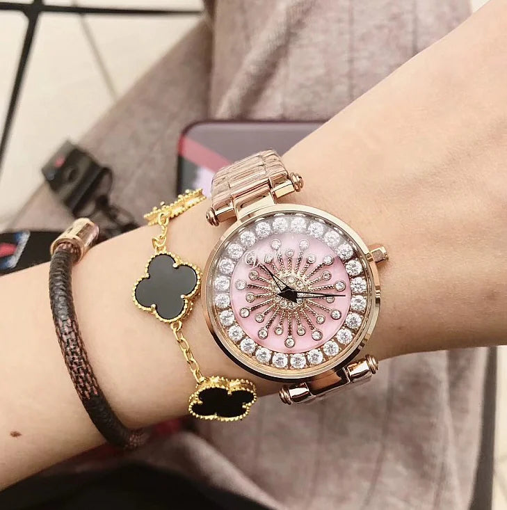 Pink Women's Watch with Diamond Accents