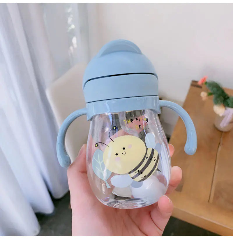 Cute Baby Straw Cup with Gravity Ball and Handle