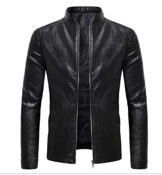 Men's Slim Fit Leather Motorcycle Jacket (Single Piece)