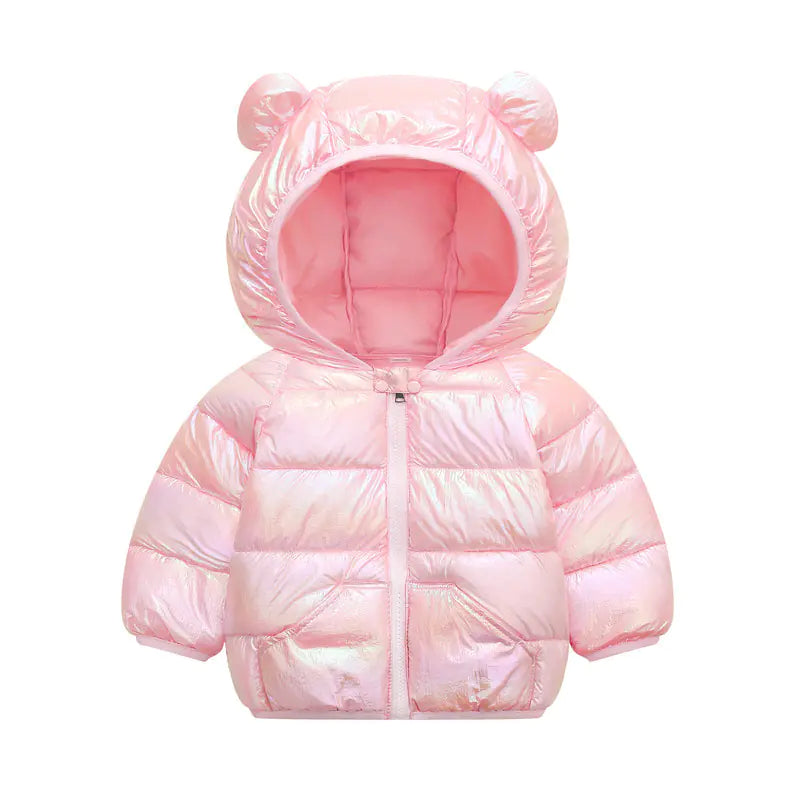 Holographic Puffer Jacket for Kids with Hood (One Piece)