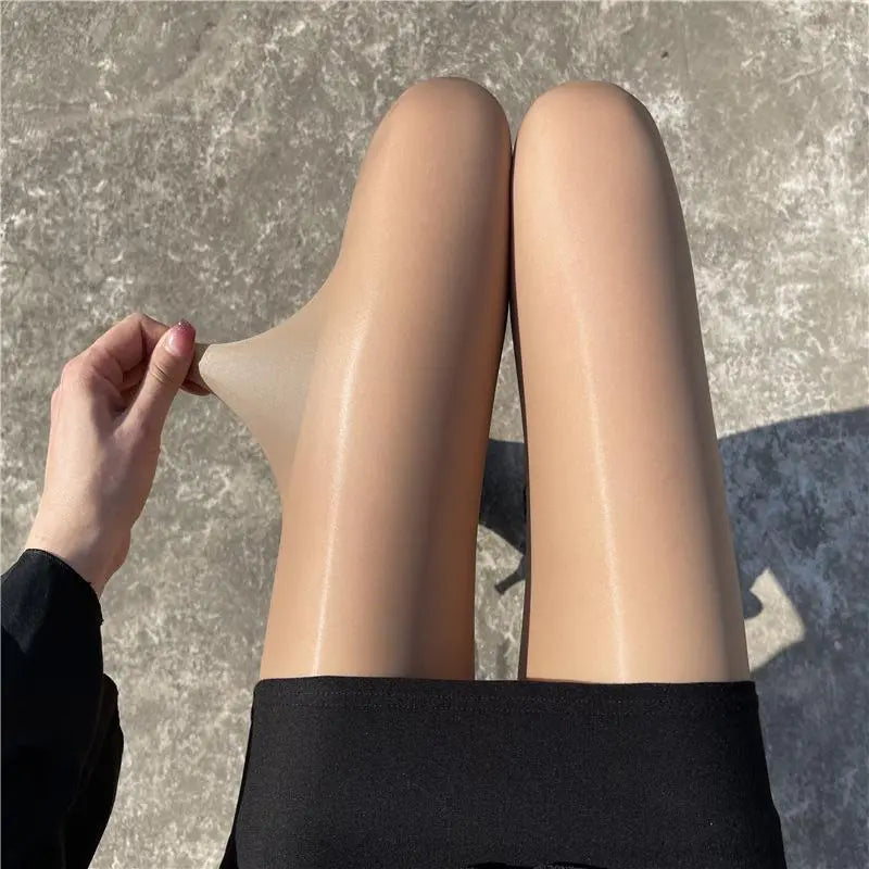 Women Winter Translucent Fleece Warm Leggings