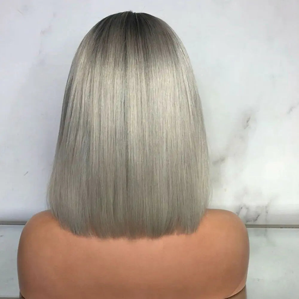 Black and Gray Ombre Bob Wig for Women