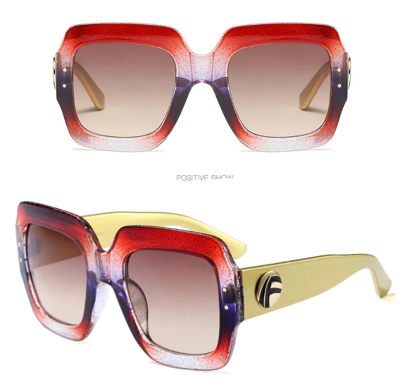 Fashionable Tri-Color Frame Sunglasses with Luxury Design