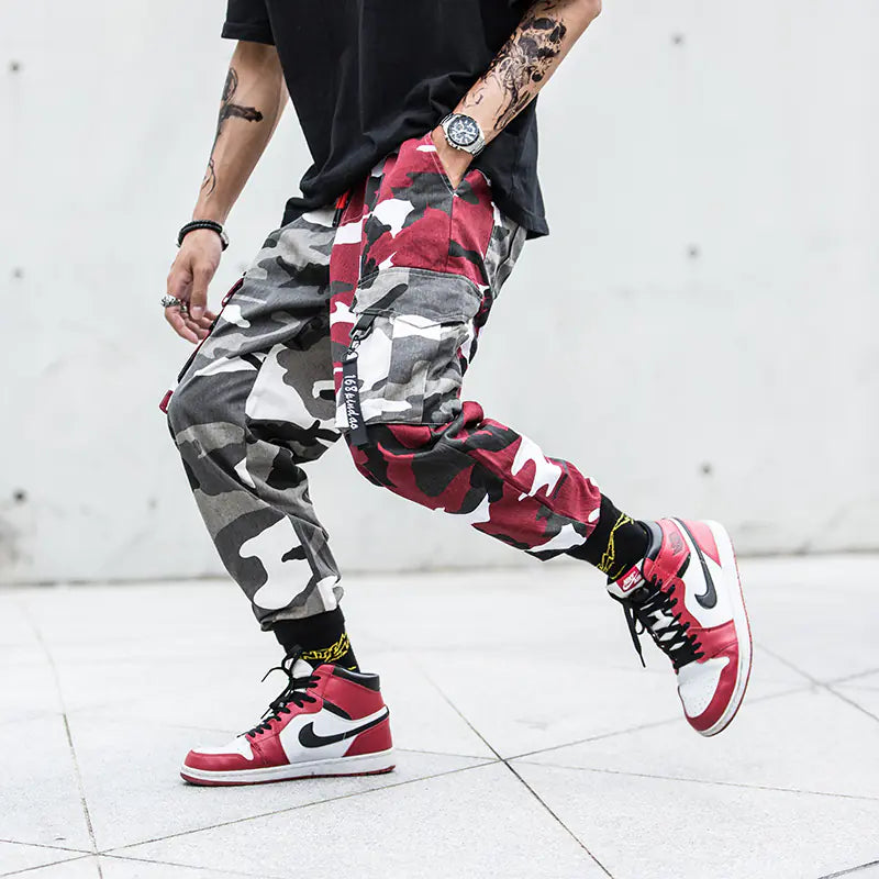 Men's Camo Cargo Joggers - Hip Hop Streetwear Pants