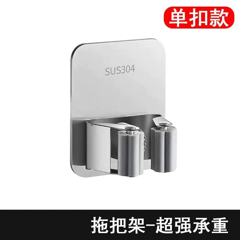 Wall-Mounted Mop Hook with Strong Adhesive Storage Clip