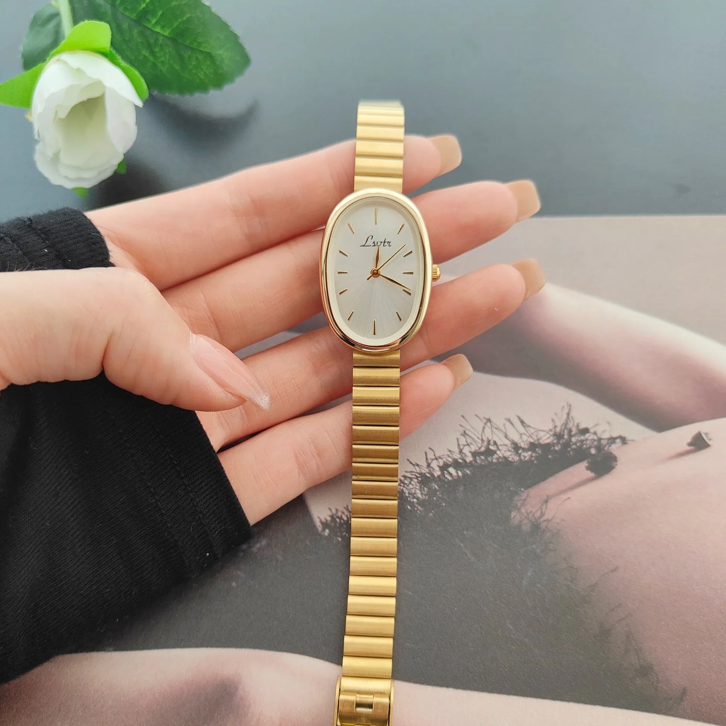 Golden Quartz Steel Belt Watch