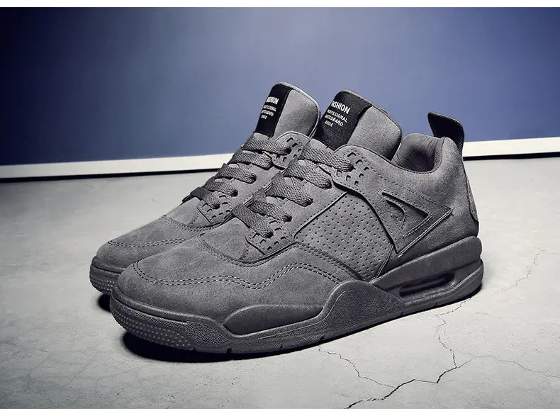 Men's Retro Leather Mid-Top Casual Running Shoes