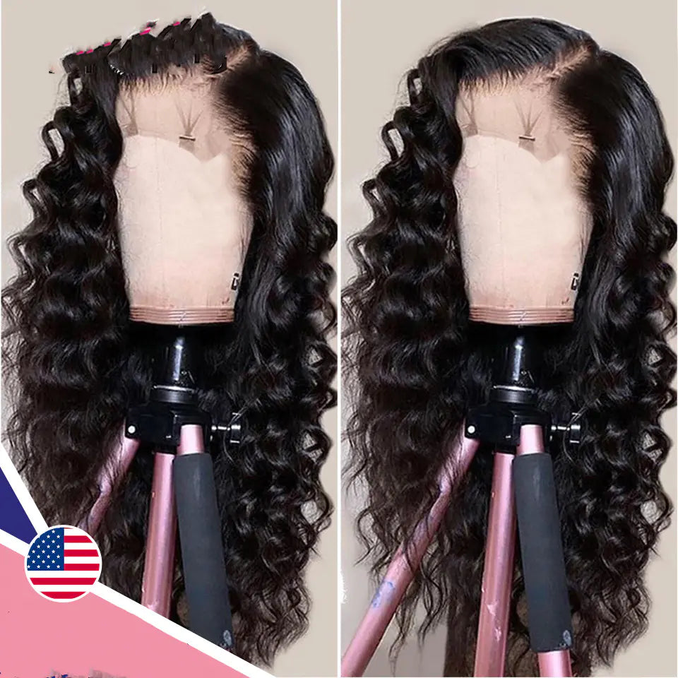 Half Split Black African Curly Wig