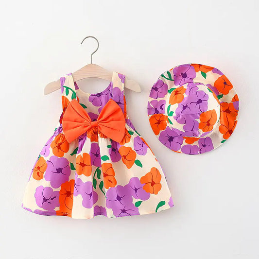 Spring Dress for Kids with Hat (One Set)