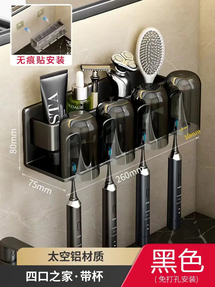 Wall-Mounted Toothbrush and Cup Holder for Bathroom