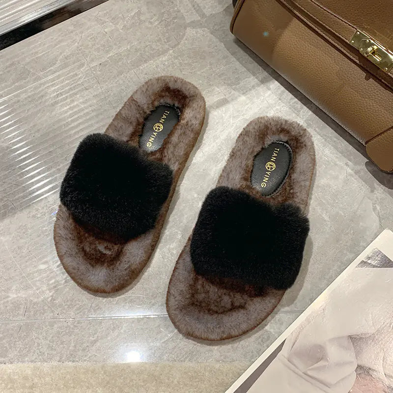 Niche Flat Versatile Casual Mao Slippers Design Sense