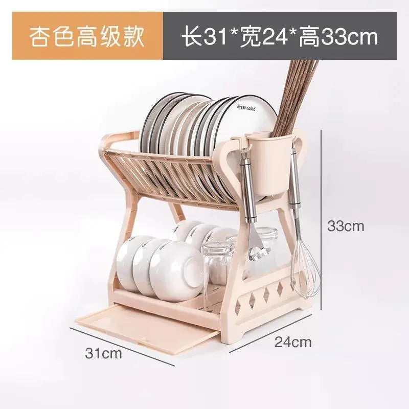 Two-Tier Kitchen Storage Rack for Bowls and Utensils