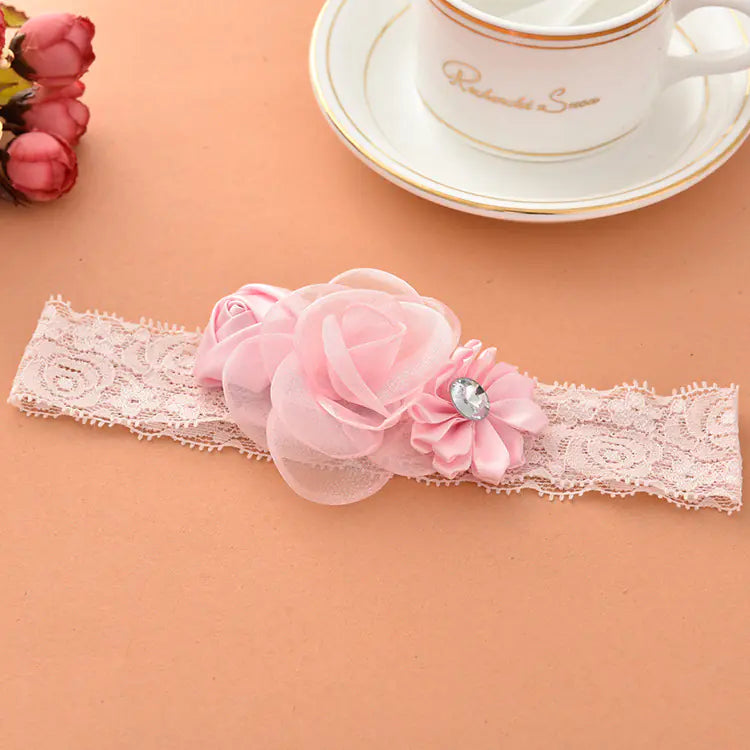 Children's Three-Color Lace Flower Headband Wholesale