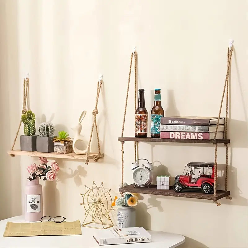 Boho Wall Hanging Shelf - Rustic Floating Shelf (1pc)