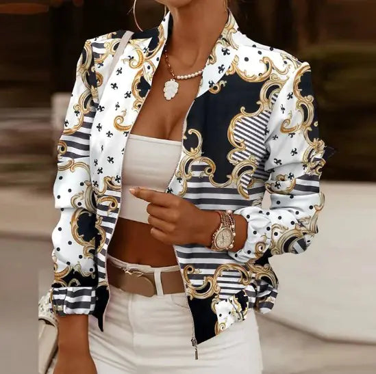 Elegant Vintage Jacket with Floral Print (One Piece)