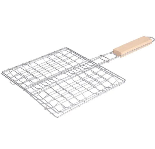 Square Outdoor Grill with Wooden Handle
